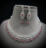 Punjabi Silver Plated CZ Choker Earrings Set - CZ Jewelry Set