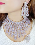 Multi Layered Bollywood Inspired CZ Choker Earring Set For Wedding