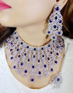 Multi Layered Bollywood Inspired CZ Choker Earring Set For Wedding