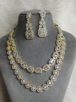 Wedding Double Layered AD Floral Design Necklace Earrings Indian Jewelry