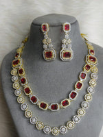 Wedding Double Layered AD Floral Design Necklace Earrings Indian Jewelry
