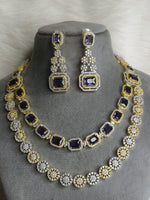 Wedding Double Layered AD Floral Design Necklace Earrings Indian Jewelry