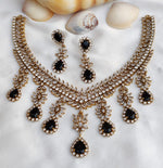 Gold Toned Bridal AD Necklace Earrings Set For Wedding