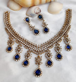 Gold Toned Bridal AD Necklace Earrings Set For Wedding