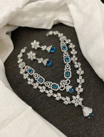 Pakistani Double Layered Floral AD Necklace Earring Set For Wedding