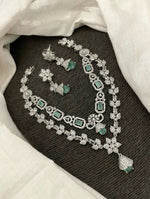 Pakistani Double Layered Floral AD Necklace Earring Set For Wedding