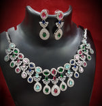 Floral Drop AD Choker Earring Set For Wedding