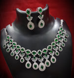 Floral Drop AD Choker Earring Set For Wedding