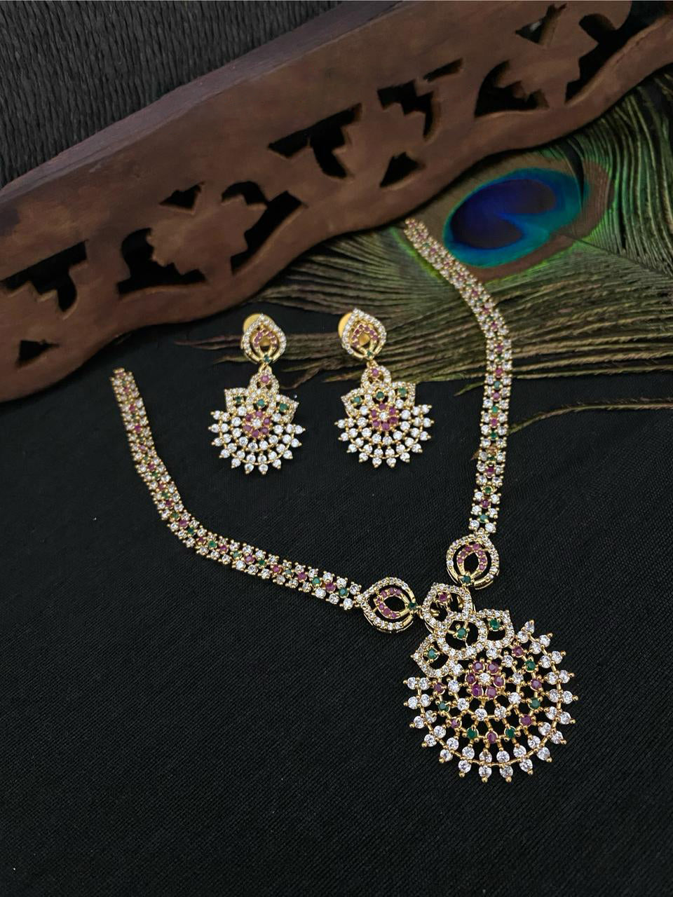 Jaipuri Traditional Kundan Necklace Earring Set For Wedding