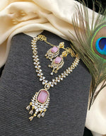 Gold Plated Kundan AD Necklace Earring Set For Wedding