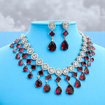 Wedding Drop Silver Finish AD Choker Earring Set For Women