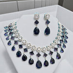 Wedding Drop Silver Finish AD Choker Earring Set For Women