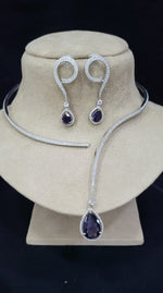 Indian Silver Plated American Diamond Stylish Necklace Earring Set For Wedding