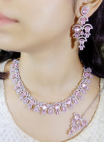 Pakistani Ethnic Floral Silver Plated CZ Choker Earring Mangtikka Set For Bridal Wedding