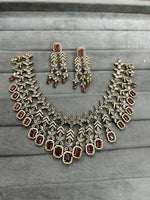 Indian Gold Plated Layered AD CZ Floral Choker Earring Set For Wedding Indian Jewelry