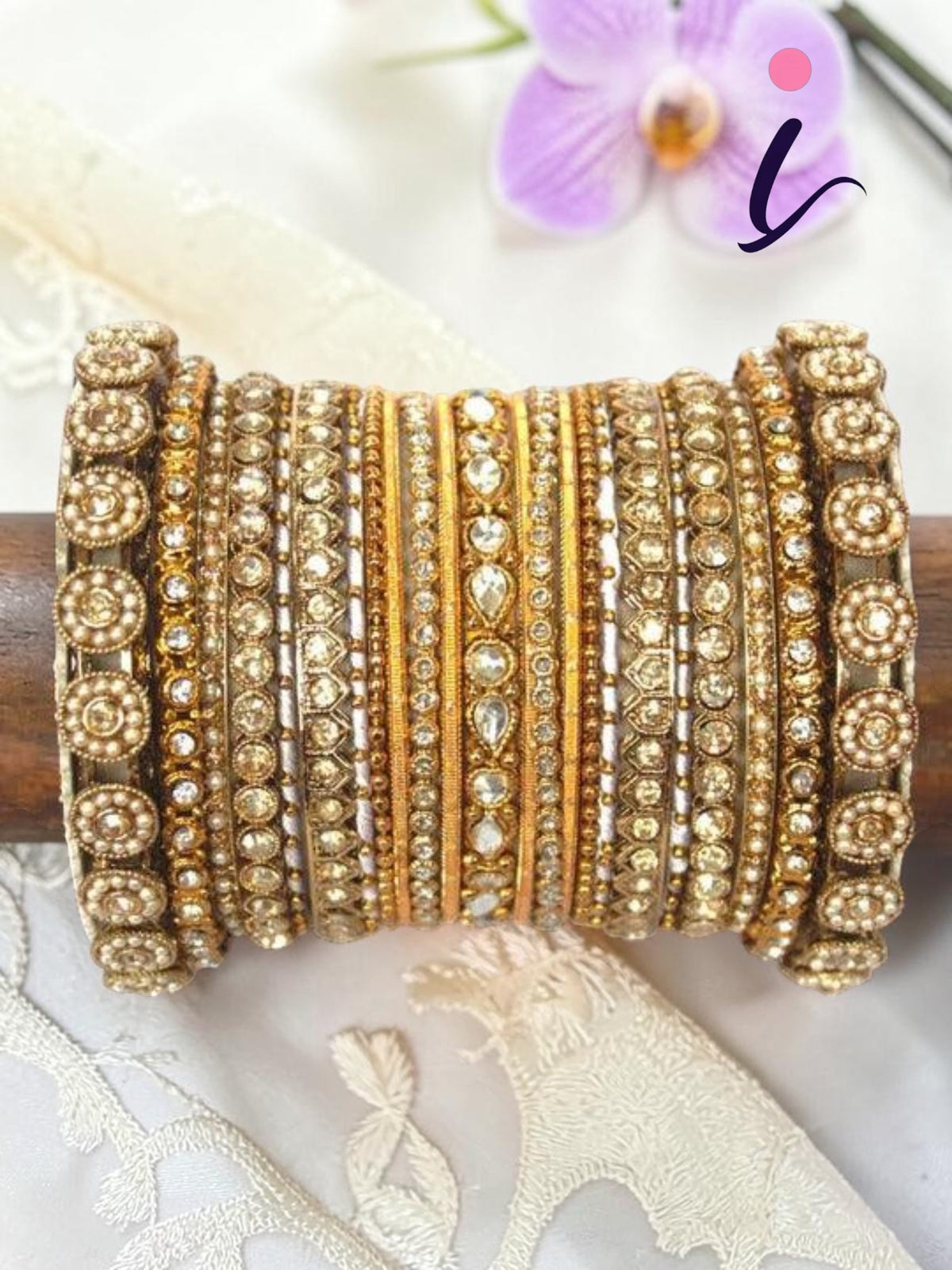 Thread Bangle Set, Kundan, Stones & Silk Threads Bridal Bangle Set for Women, Indian Bollywood Jewelry, Set of 2