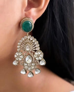 Traditional Multi Layered Silver Plated Polki Necklace Earring Indian Jewelry Set