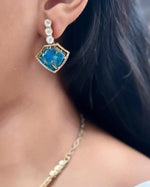 Bridal Gold Plated Polki Statement Necklace Earring Set For Wedding