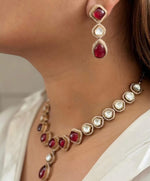Pakistani Teardrop Wedding Polki Necklace Earring Set