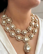 Indian Bridal Double Layer Gold Plated Polki Choker Earring Set