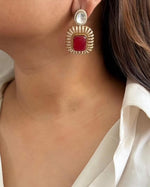 Stylish Square Shaped Stone Polki Choker Earring Indian Jewelry Set