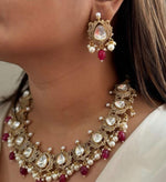 Pakistani Traditional Gold Plated Polki Bridal Choker Earring Set