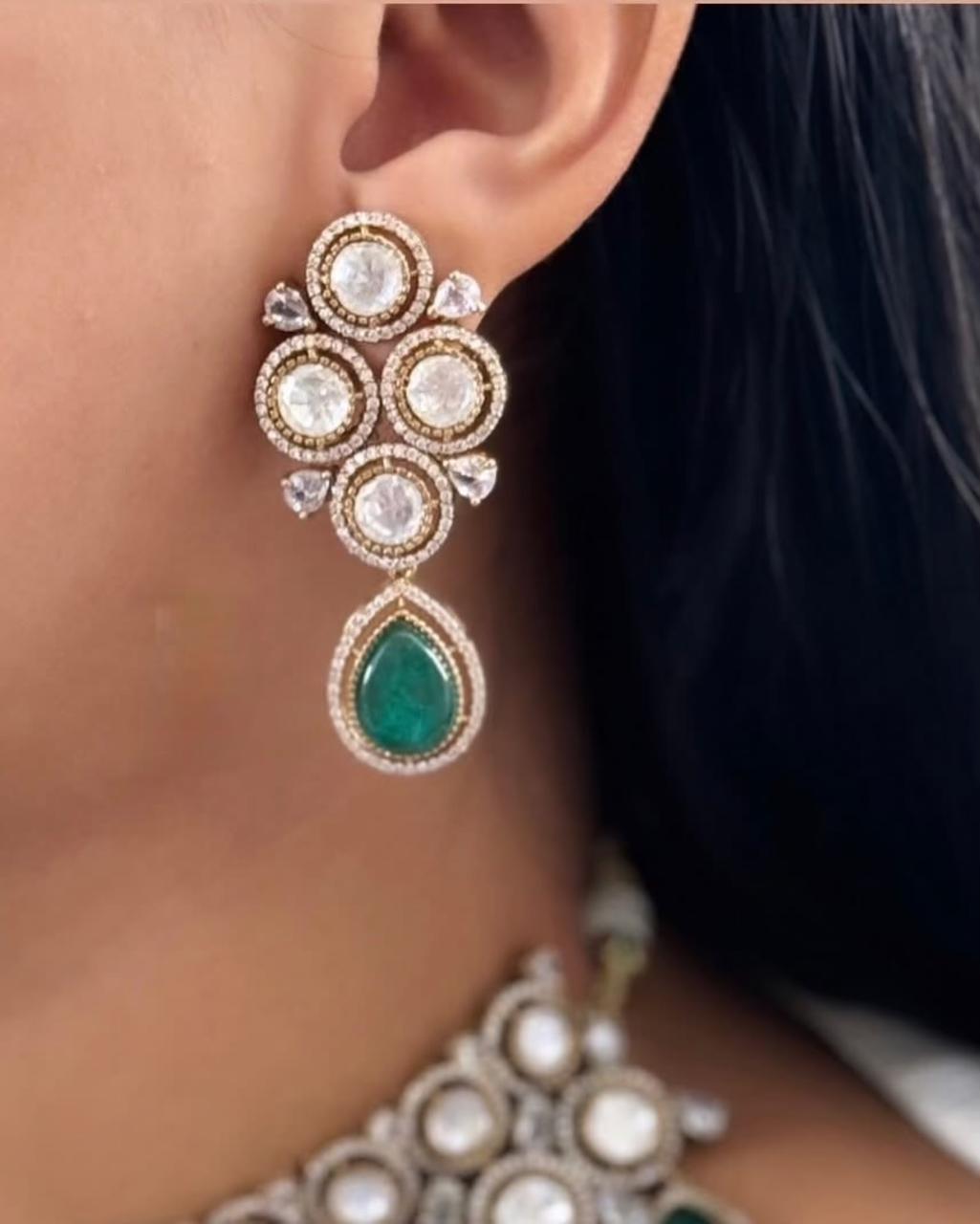 Indian Traditional Layered Gold Plated Polki Choker Earring Set