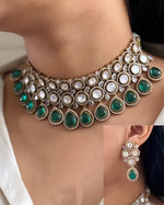 Indian Traditional Layered Gold Plated Polki Choker Earring Set