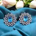 Silvery Shine Round AD Earrings Set Wedding