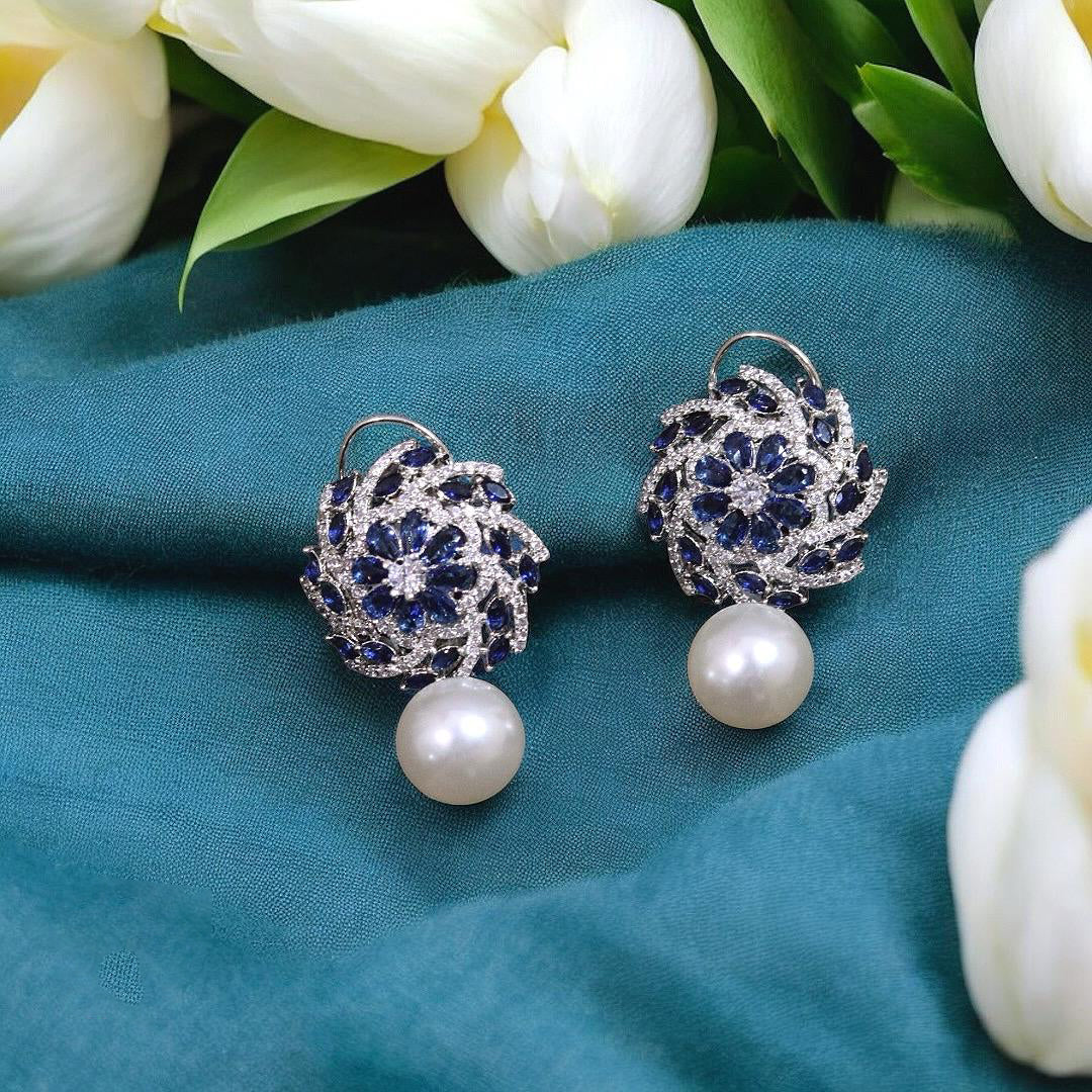 Indian Flower Design Silver Plated Wedding Earring For Women