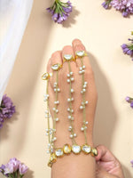 Kundan & Pearl Multi-Finger Hand Harness | Traditional Bridal Haathphool
