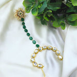 Green Stone & Kundan Floral Haathphool – Minimalist Ethnic Hand Harness