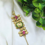 Traditional Elephant Design Gold Plated Bracelet with Stone Detailing – Ethnic Jewelry