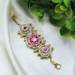 Traditional Gold Plated Bracelet with Kundan, Pearl & Pink Stone Detailing – Ethnic Jewelry
