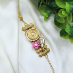 Bird Design Gold Plated Bracelet with Kundan & Pink Stone Detailing – Ethnic Jewelry