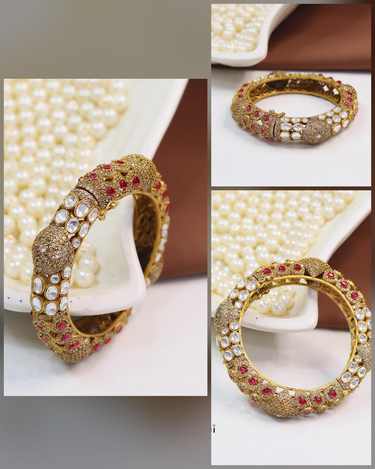 Elegant Openable Kundan Polki Kada with Emerald Stones – Royal Heritage Collection