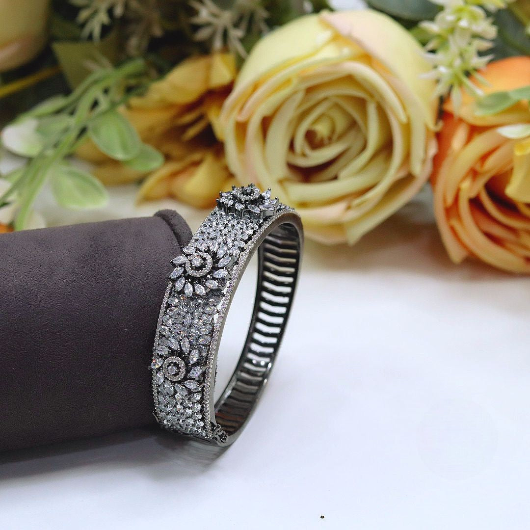 Openable Ruby Red Floral Diamond Kada