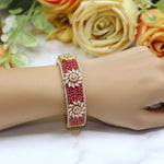Openable Ruby Red Floral Diamond Kada