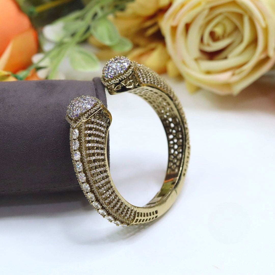 Silver Plated Cuff Bracelet (Luxury Designer Kada Bangle