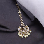 Silver Tone Wedding Stone Work Maangtika For Women