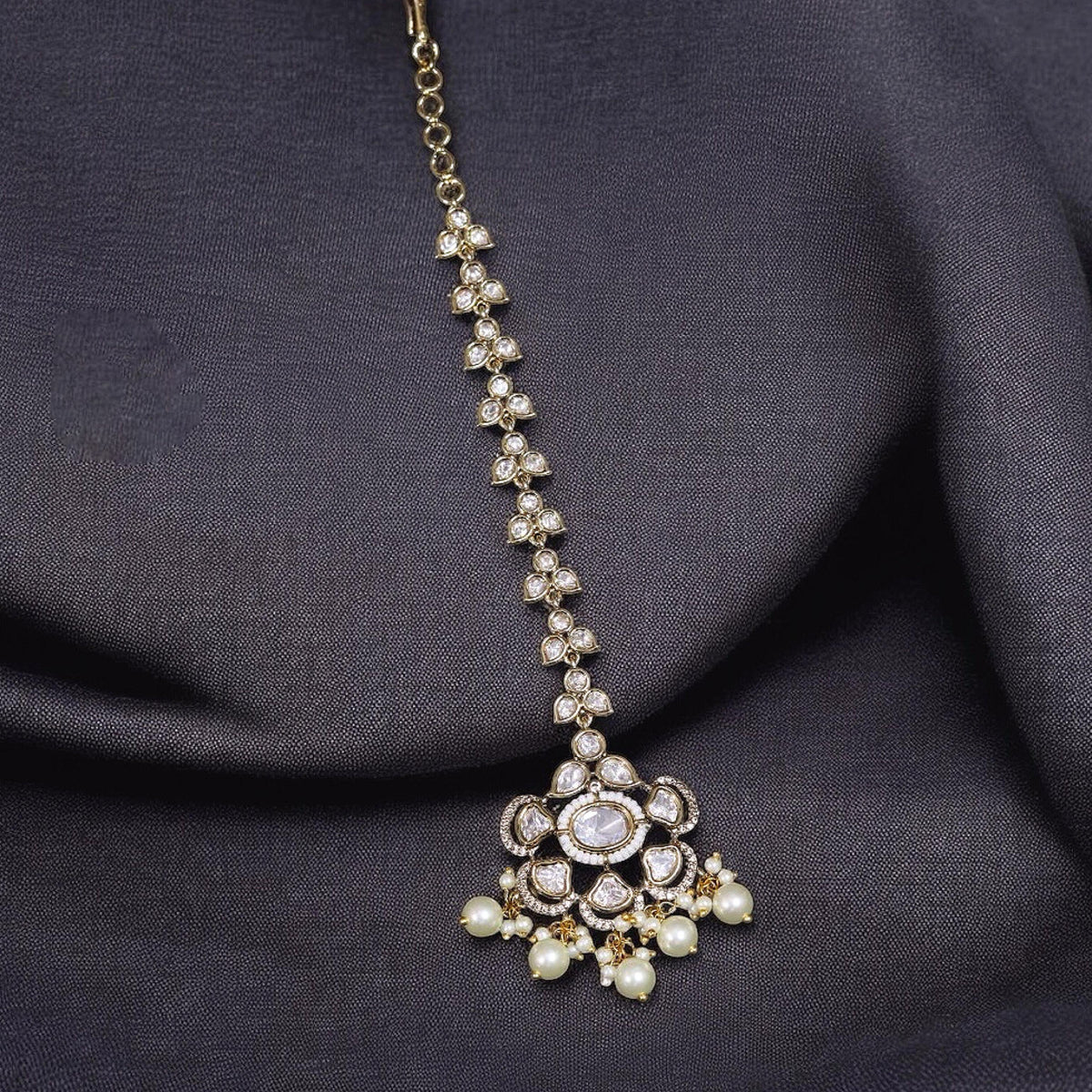Pakistani Bridal White Stone Work Maangtika For Women