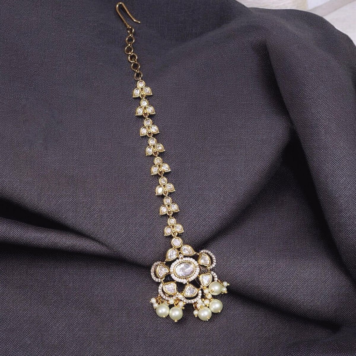 Pakistani Bridal White Stone Work Maangtika For Women