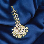 Punjabi Teardrop Stone Work Green Maangtikka For Women
