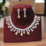 Exquisite Silver Plated Teardrop Indian Wedding Necklace Earrings Set For Women