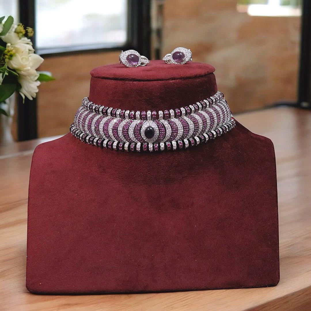 Rajsthani Handcrafted Polki Choker Earrings Set For Women