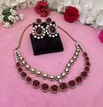 Pakistani Royal Layered Polki Work Necklace Earrings For Wedding