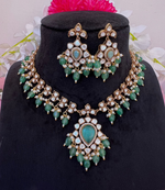 Pakistani Flower Design Polki Necklace Earrings Set For Women
