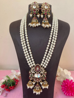 Indian Multi Layer Traditional Polki Necklace Earrings Set For Wedding
