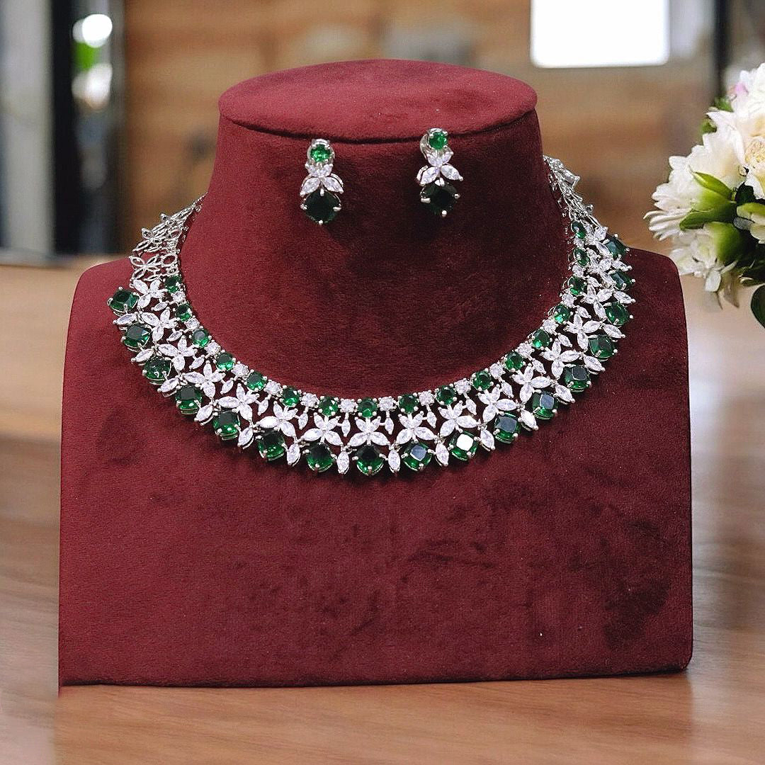 Pakistani Flower Choker Earrings Set For Women
