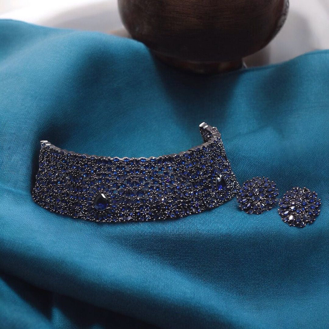 Stud Style Indian Wedding Choker Flower Earrings Set For Women